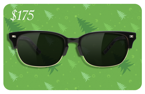 $175 gift card with sunglasses and christmas trees