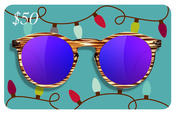 $50 gift card with sunglasses and christmas lights