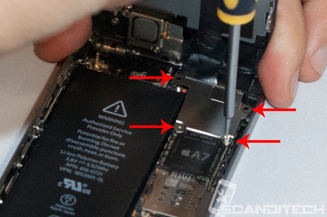 iPhone 5S/5C battery replacement guide - reinserting the screws