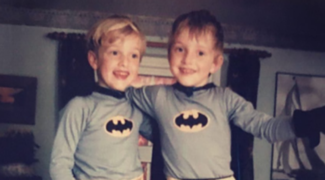 Sam and Josh cosplay Batman