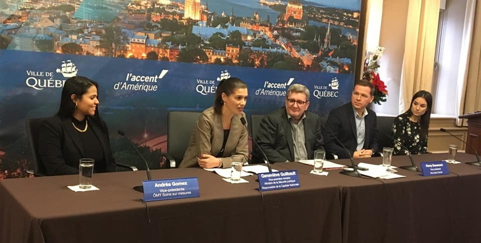 Andréa Gomez, Geneviève Guilbault, Régis Labeaume et Elizabeth Coulombe