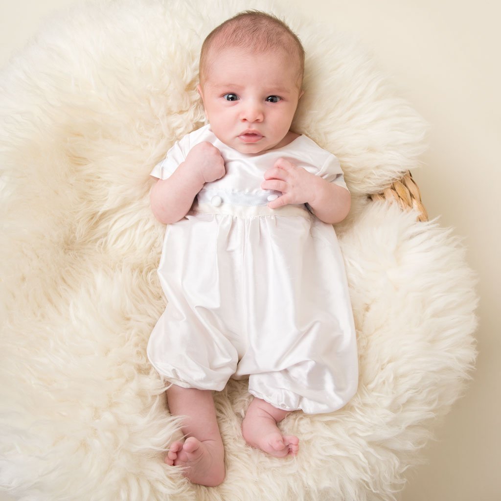 Finn Linen Boys Christening Jumpsuit