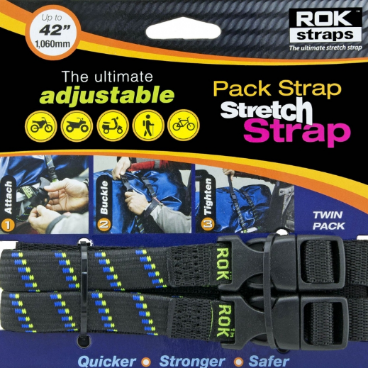 ROK Straps ROK-10031 Black/Orange 18-60 Motorcycle/ATV Adjustable Stretch Strap Model ROK-10031 Outdoor&Repair Store 