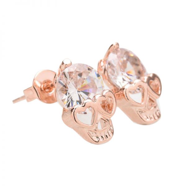 crystal skull stud earring