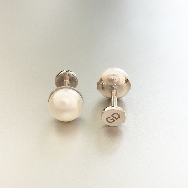 Custom made initials cufflinks with pearls