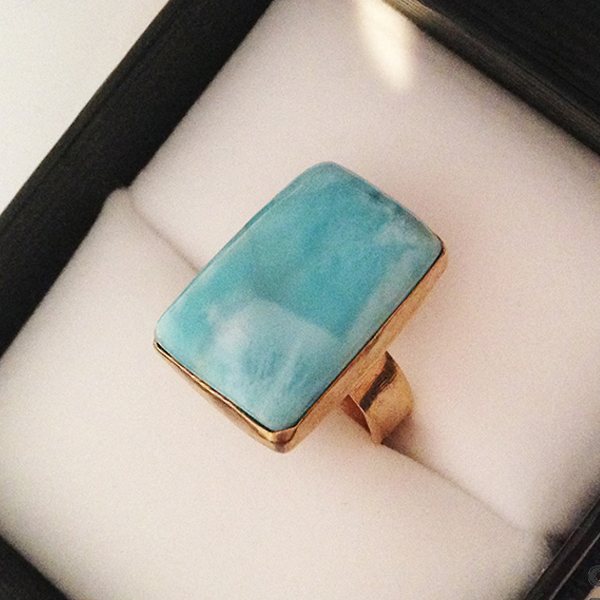 Custom made Larimad and gold filled ring
