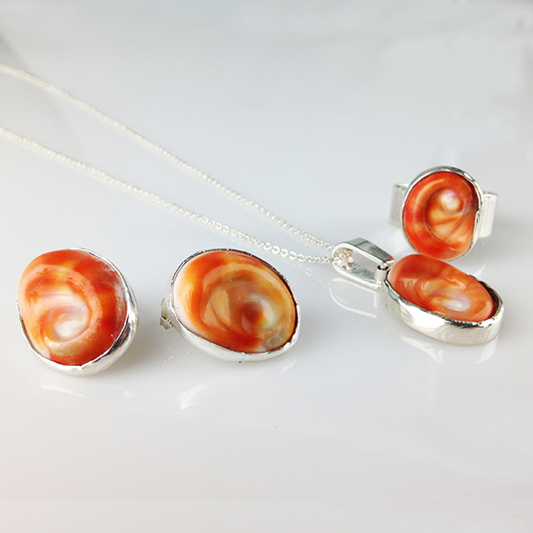 Custom made set with shells and silver