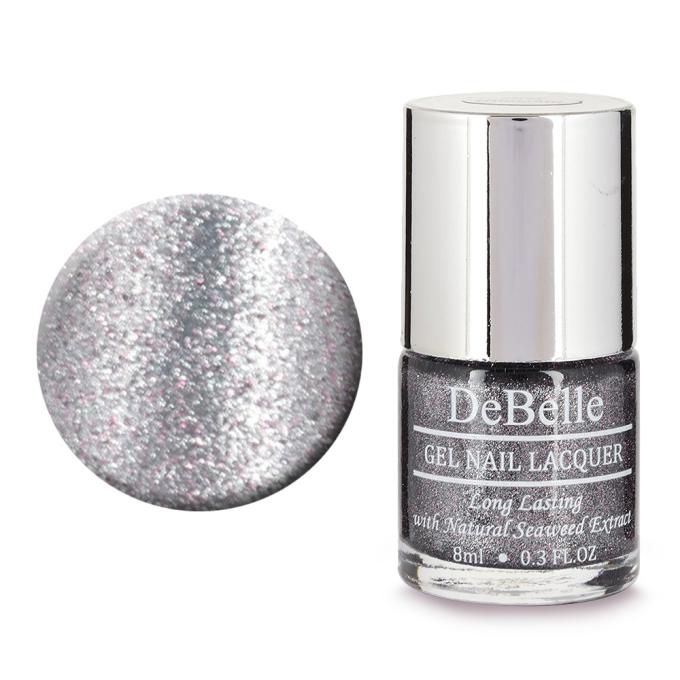 DeBelle Gel Nail Lacquer Grey Glitteratti (Silver Glitter Nail Polish) DeBelle Gel Nail Lacquer Grey Glitteratti (Silver Glitter Nail Polish)