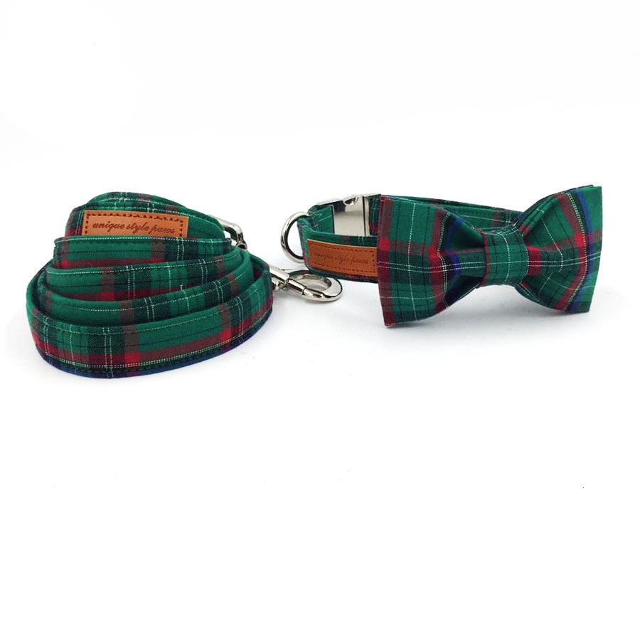 christmasgreenplaiddogbowtiecollar