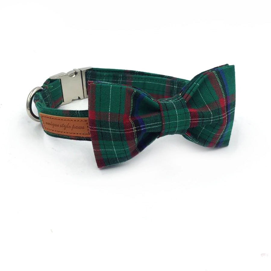 christmasgreenplaiddogbowtiecollar