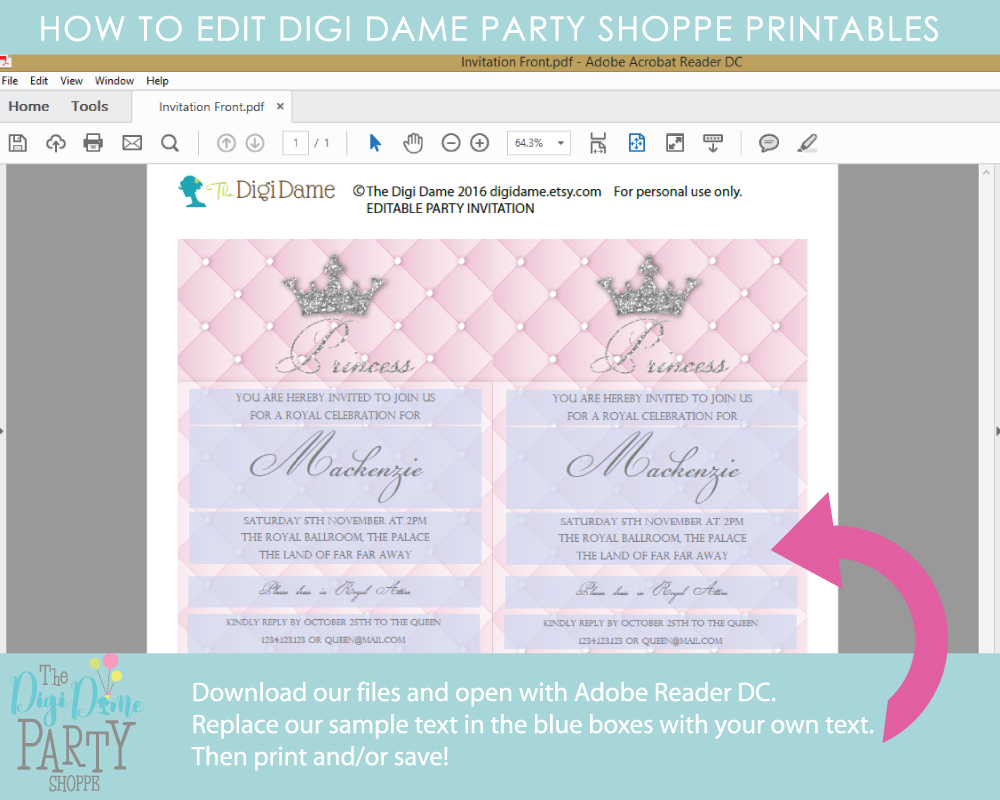 edit party printables in adobe reader how to edit party printables