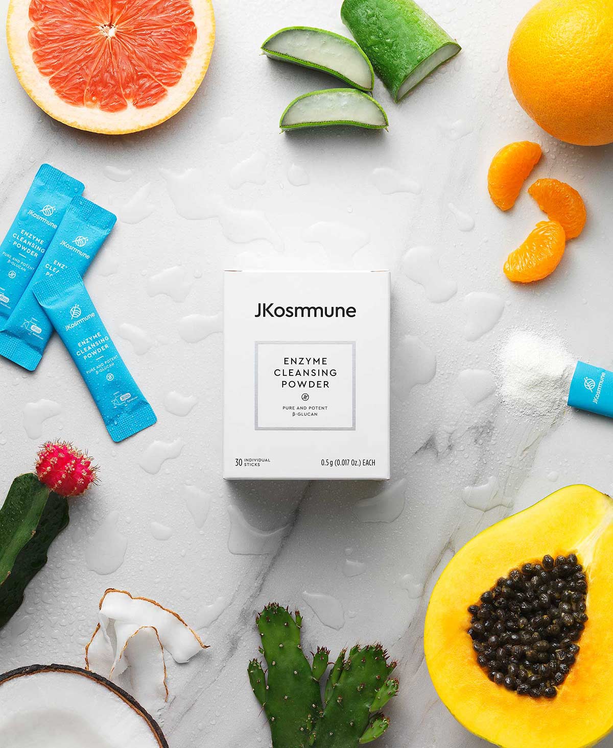 Kosmetic Immunity All natural and clean enzyme cleansing powder with beta glucan, perfect for dry, tight and sensitive skin types