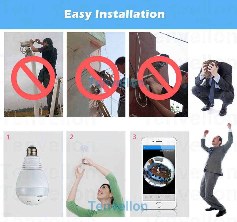 wifi camera bulb 360° easy installation