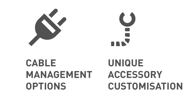 Cable management + Unique accessory logo
