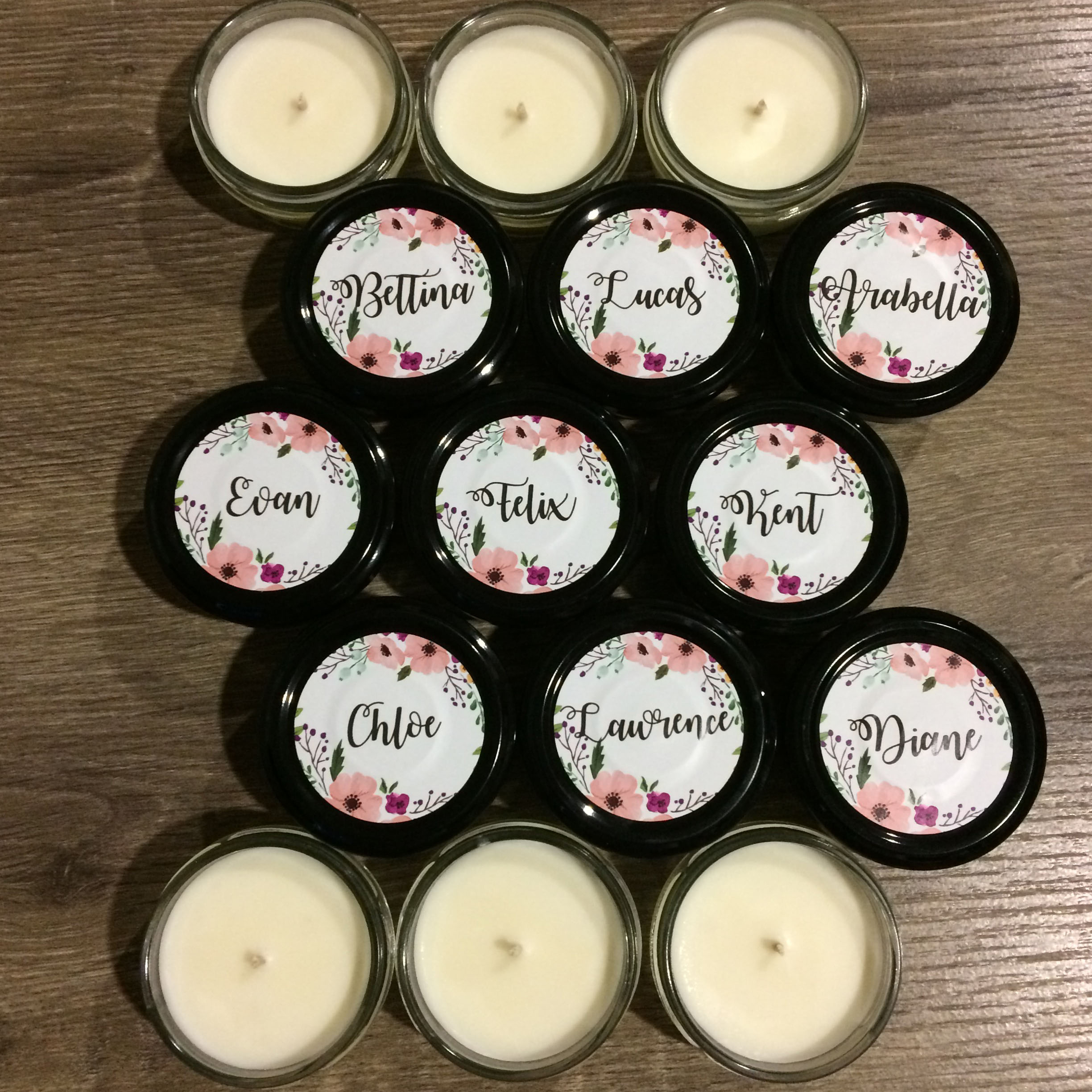 Candle stickers for wedding favours