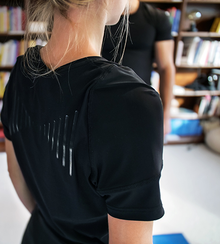 Swedish Posture Reminder T-Shirt - Used to remind yourself to stand up straight to enhance posture and breathing.