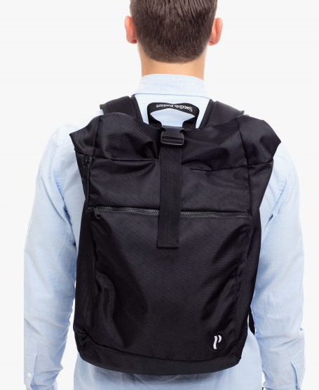 Swedish Posture Vertical Backpack - Front magnetic snap closure straps to enhance posture and distribute weight evenly on the back for less pressure. 
