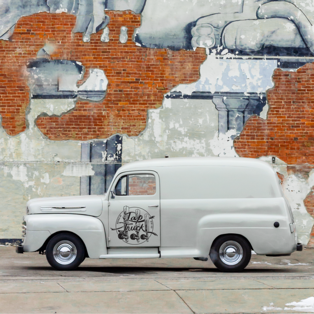 Hertel ave in North park mural with tap truck mobile bar