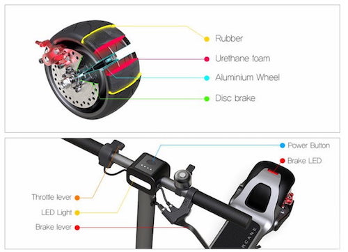 widewheel electric scooter with foam tires